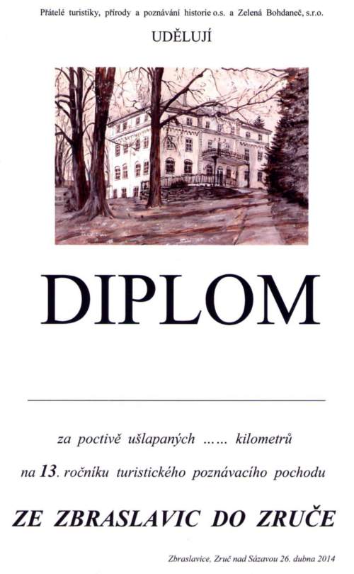 Diplom 13. ročníku s obrázkem zámku v Moránech. Diplom 13. ročníku s obrázkem zámku v Moránech.